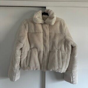 Abercrombie & Fitch Cream Faux Fur Puffer Jacket (Size S)